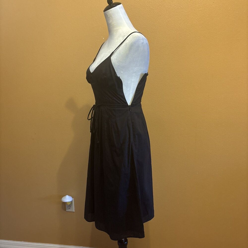 American Eagle Women's Size 0 Black Cotton Sundress Spaghetti Strap Tie Waist - Picture 3 of 11